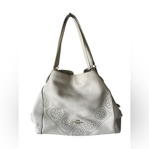 Coach White Leather Tote Bag